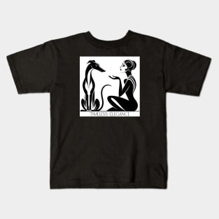 Greyhound, Galgo, Sighthound Art Deco Lady Kids T-Shirt